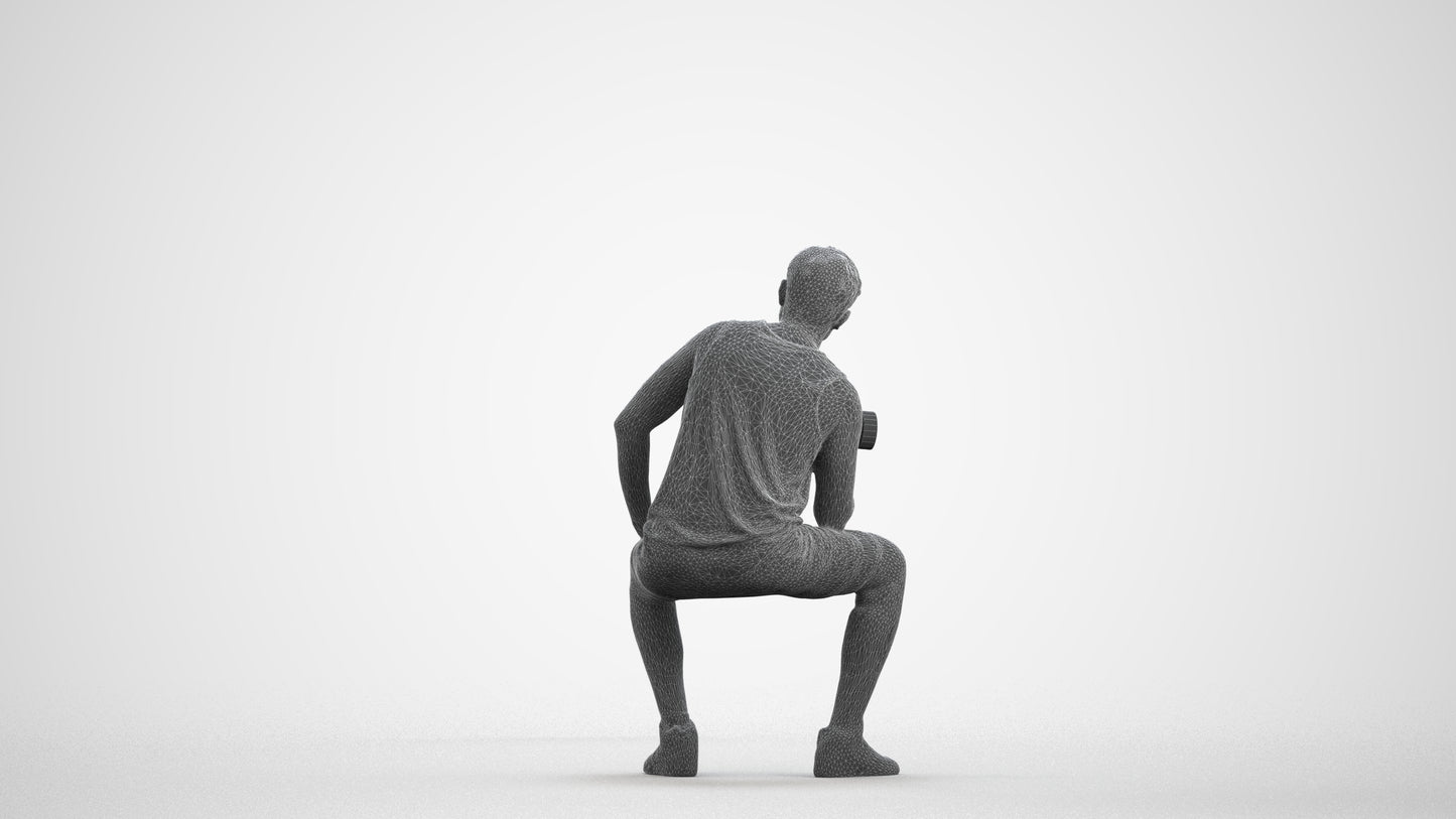 3D people model man sport, scanned human for 3ds Max rendering, wireframe front view