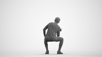 3D people model man sport, scanned human for 3ds Max rendering, wireframe front view
