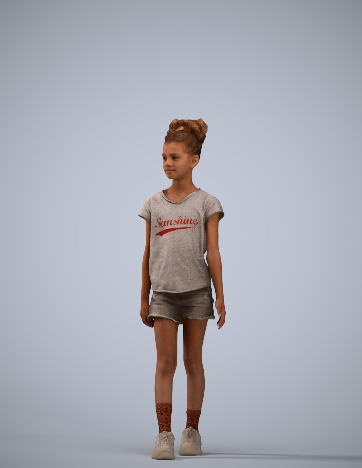 realistic 3D human girl casual kids, archviz people FBX OBJ for Blender