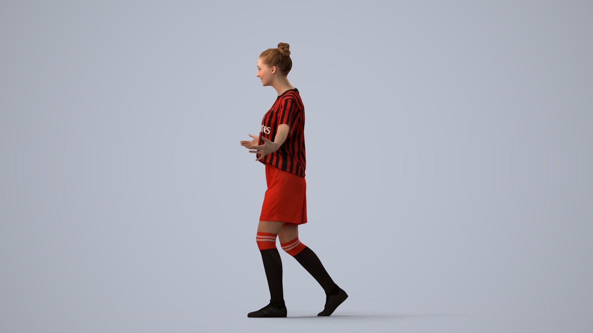 realistic 3D girl sport, scanned archviz people for Blender and 3ds Max, three-quarter view render