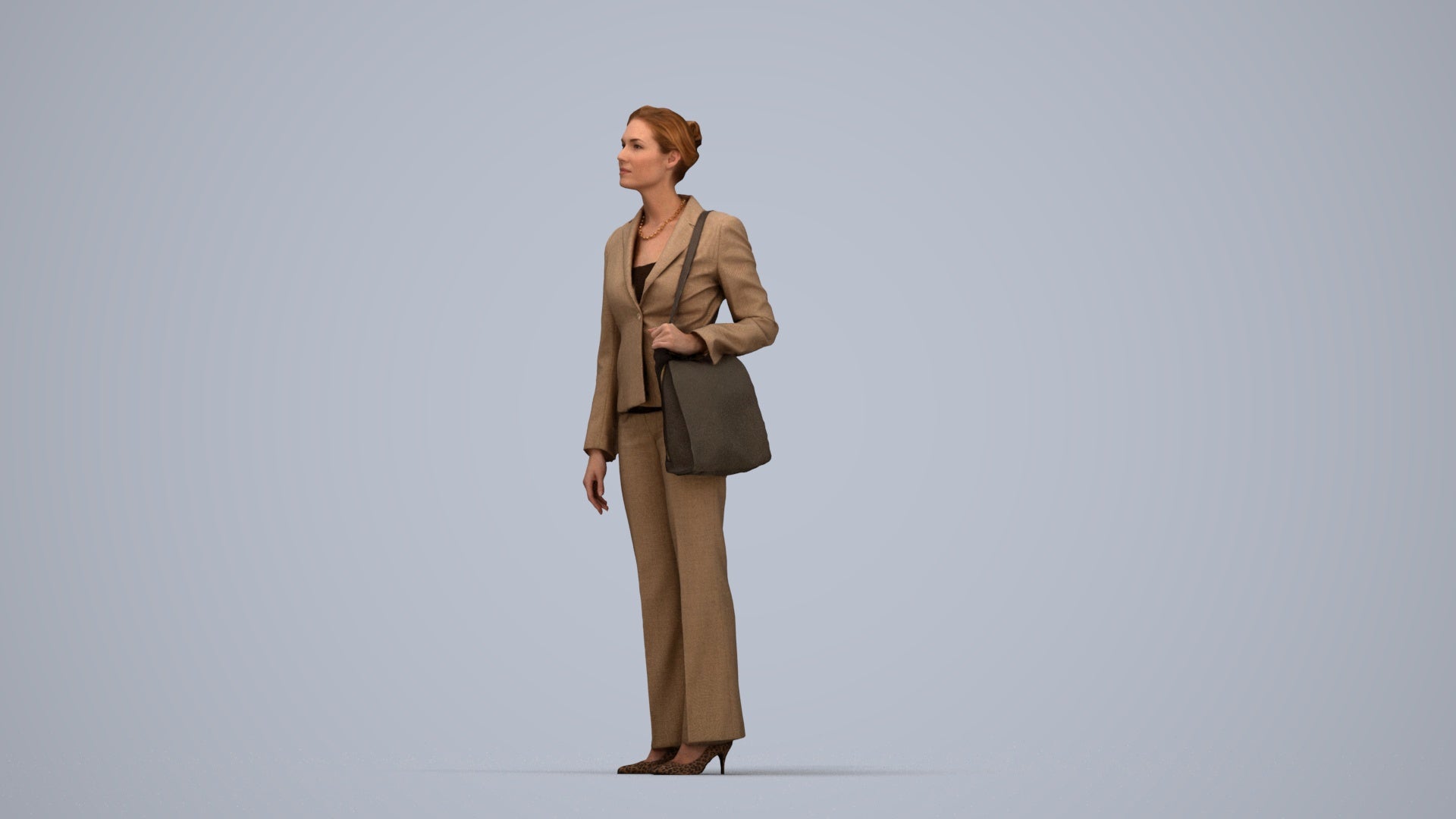 scanned 3D woman business mix, photogrammetry people for Enscape and V-Ray, top-down view render