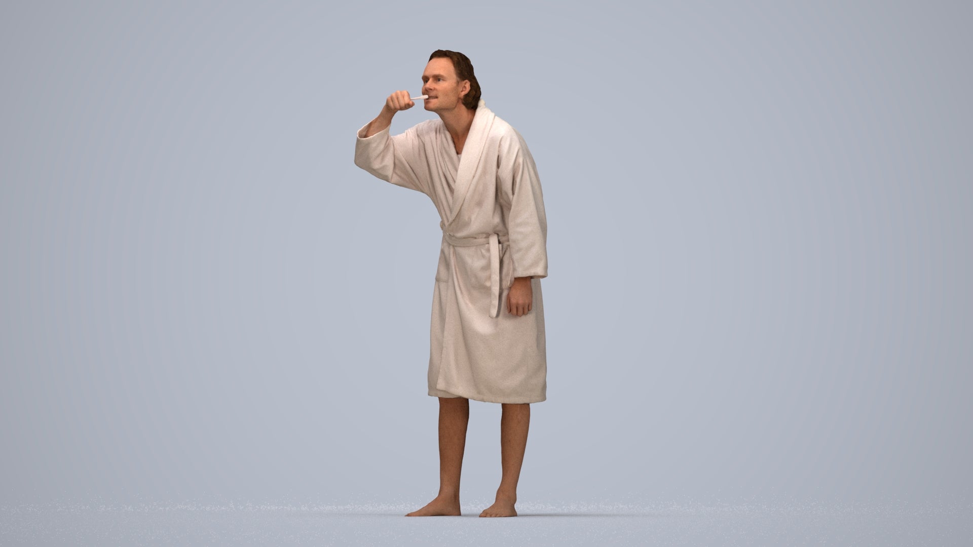 photogrammetry 3D man casual bathroom, realistic human model archviz FBX, top-down view render