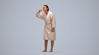 photogrammetry 3D man casual bathroom, realistic human model archviz FBX, top-down view render