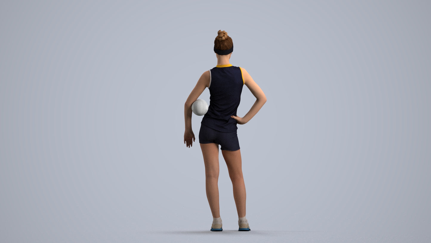 3D people model girl sport, scanned human for 3ds Max rendering, front view render
