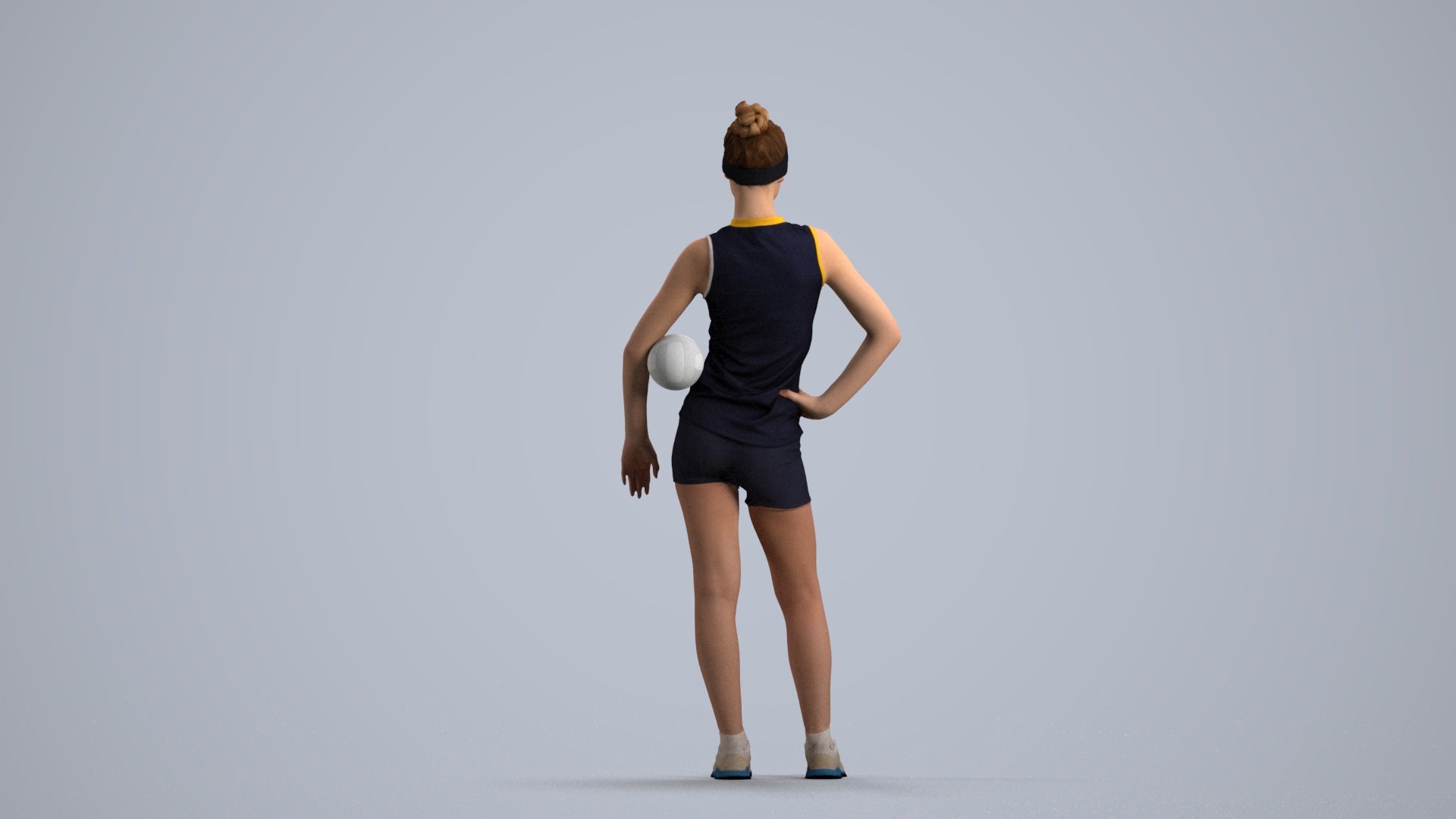 3D people model girl sport, scanned human for 3ds Max rendering, front view render