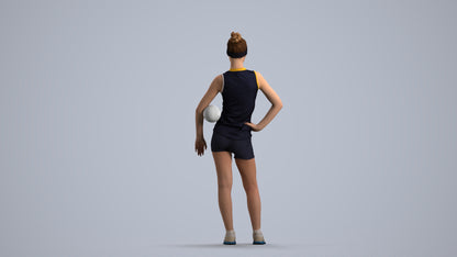 3D people model girl sport, scanned human for 3ds Max rendering, front view render