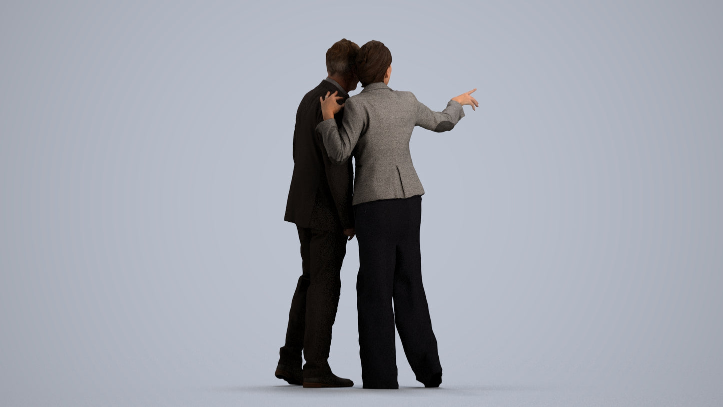 3D people model woman business, scanned human for 3ds Max rendering, front view render