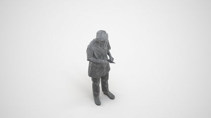3D people model senior woman medical, scanned human for 3ds Max rendering, wireframe three-quarter view