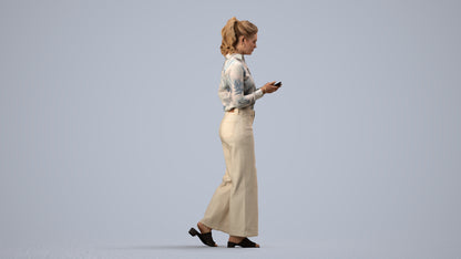 scanned 3D woman casual standing, photogrammetry people for Enscape and V-Ray, side view render