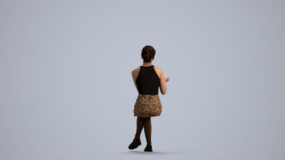 3D scanned woman sitting casual, photorealistic archviz people for Enscape and SketchUp, front view render