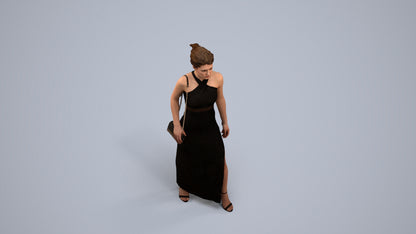 3D human model woman formal formalaffairs, photogrammetry scanned person for archviz, back view render