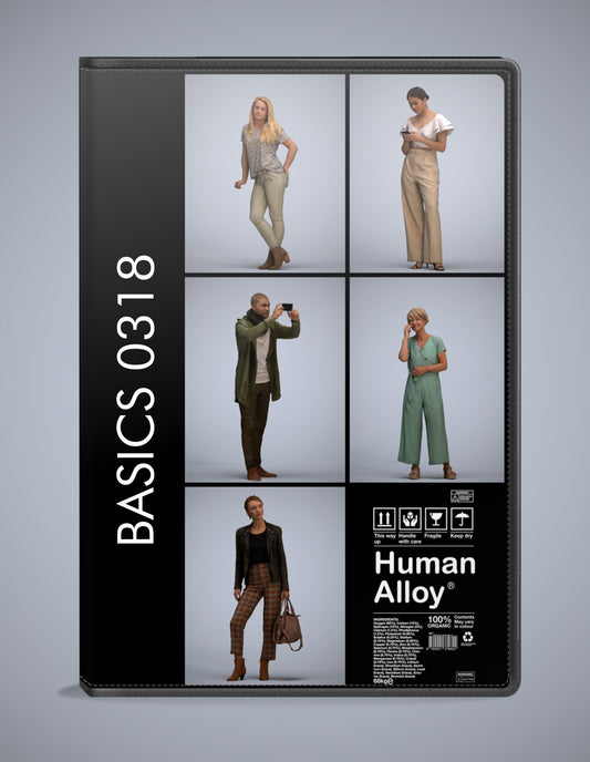 5 3D scanned people standing, photorealistic archviz pack for Enscape and SketchUp