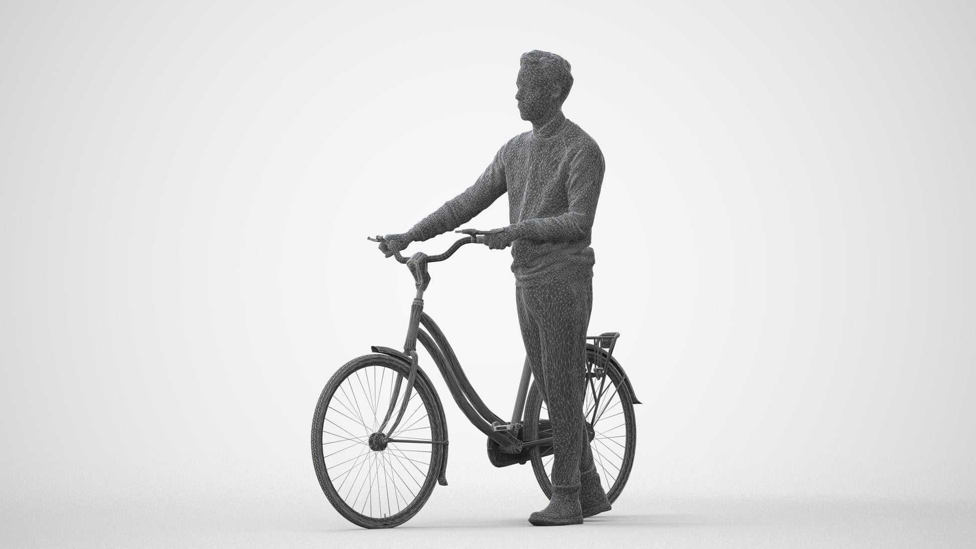 3D people model man casual cycling, scanned human for 3ds Max rendering, square thumbnail
