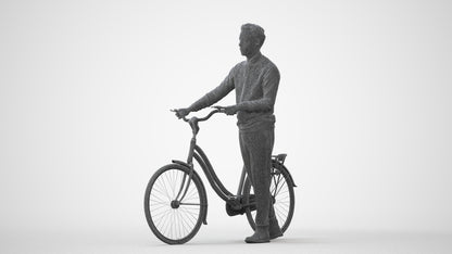 3D people model man casual cycling, scanned human for 3ds Max rendering, square thumbnail