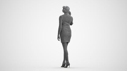 photogrammetry 3D woman casual walking, realistic human model archviz FBX, wireframe front view