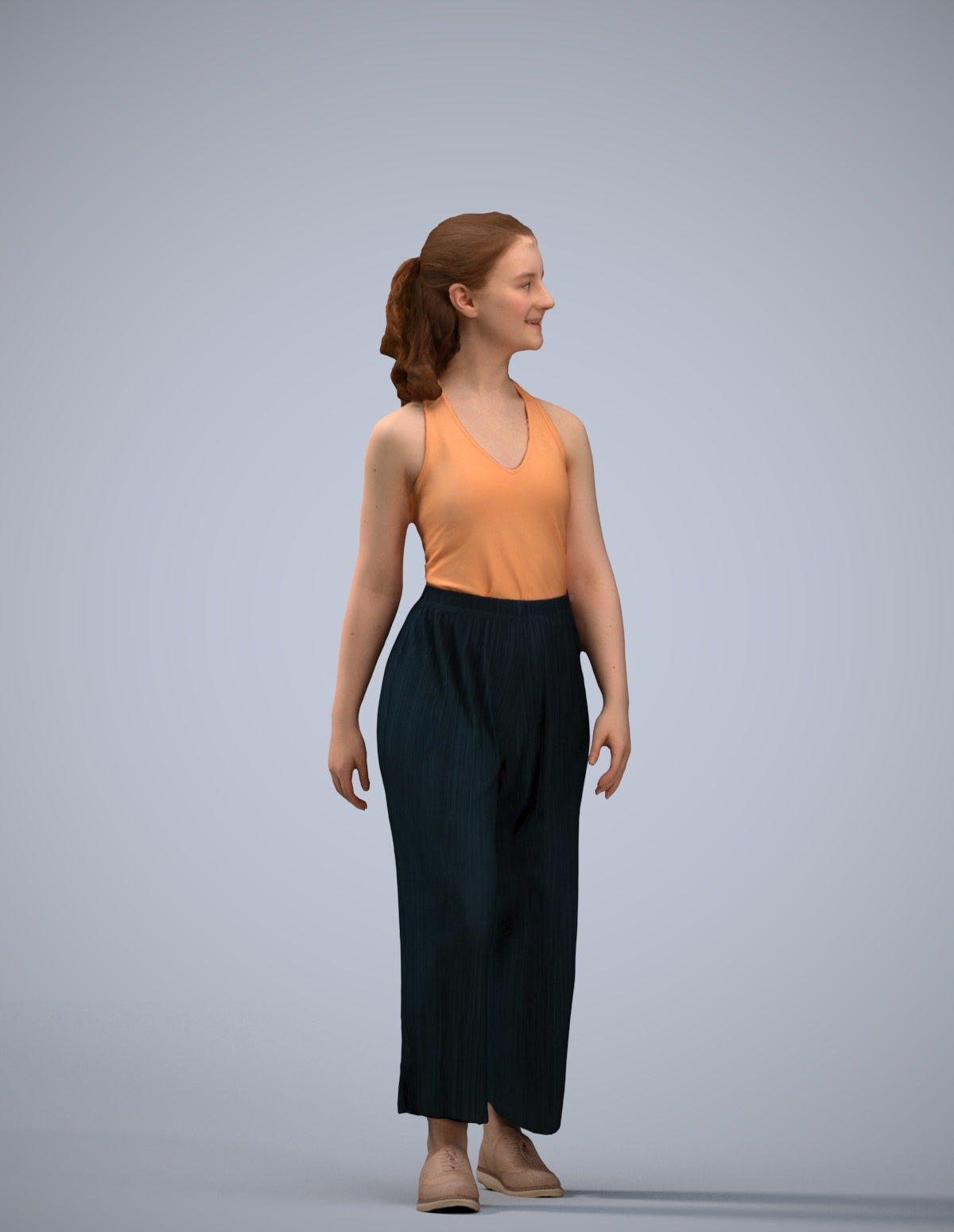 3D human model girl casual kids, photogrammetry scanned person for archviz