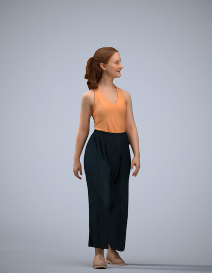 3D human model girl casual kids, photogrammetry scanned person for archviz