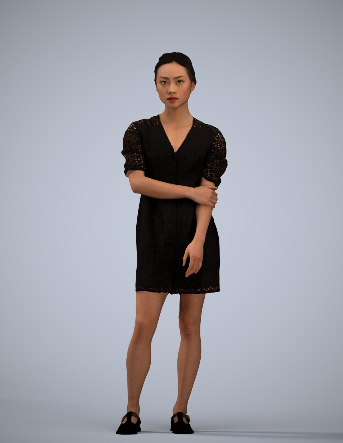 realistic 3D human woman business standing, archviz people FBX OBJ for Blender