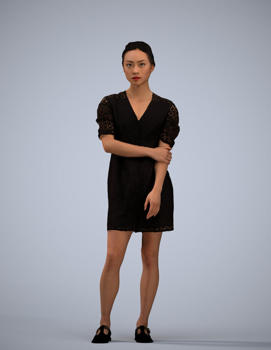 realistic 3D human woman business standing, archviz people FBX OBJ for Blender