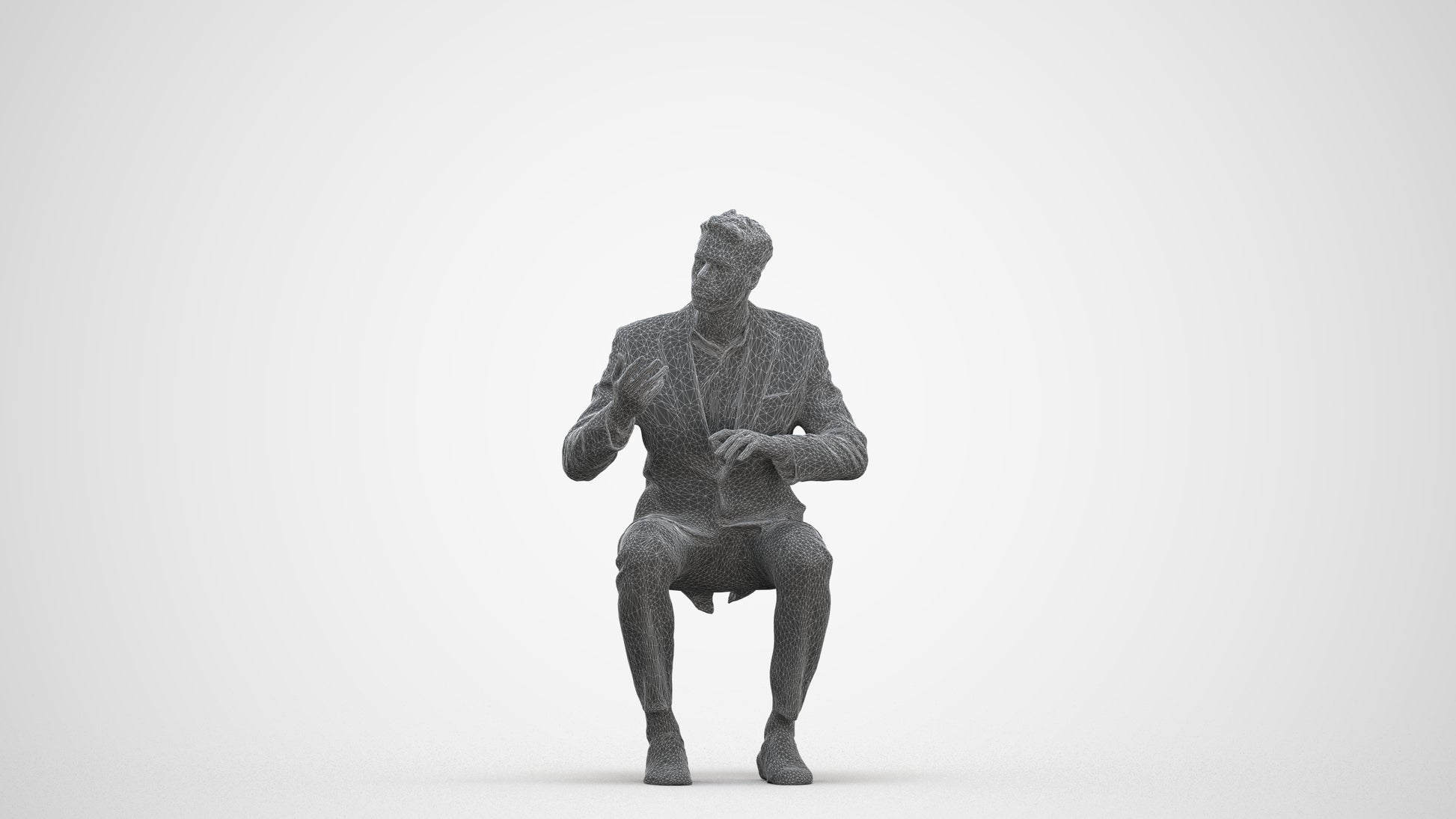 3D people model man business, scanned human for 3ds Max rendering, three-quarter front view render