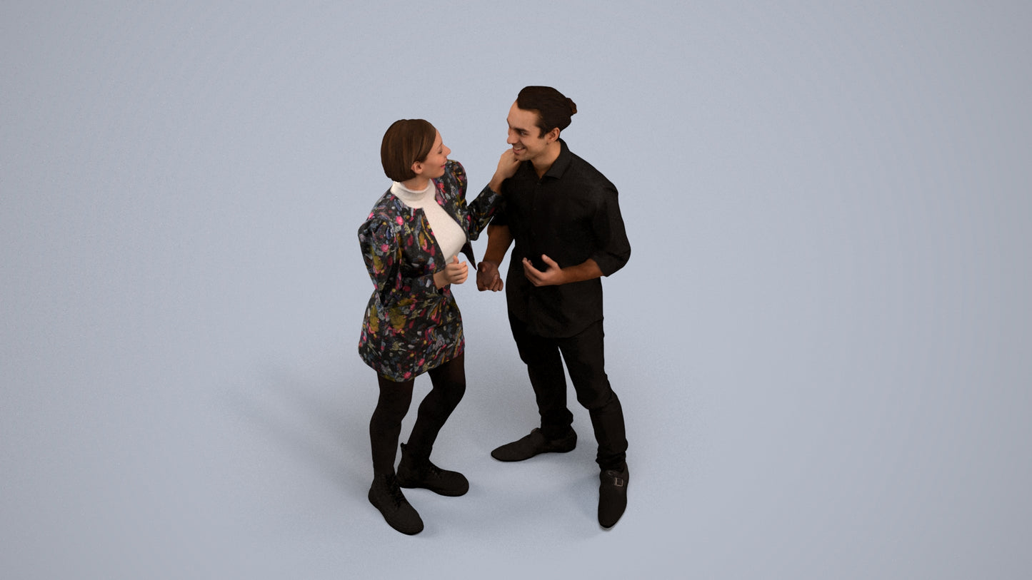 scanned 3D woman casual couple, photogrammetry people for Enscape and V-Ray, back view render
