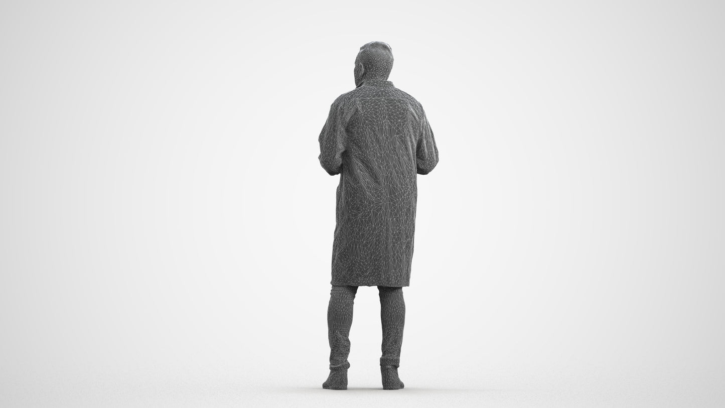 realistic 3D people man medical, render-ready for V-Ray and Corona, FBX OBJ, wireframe front view