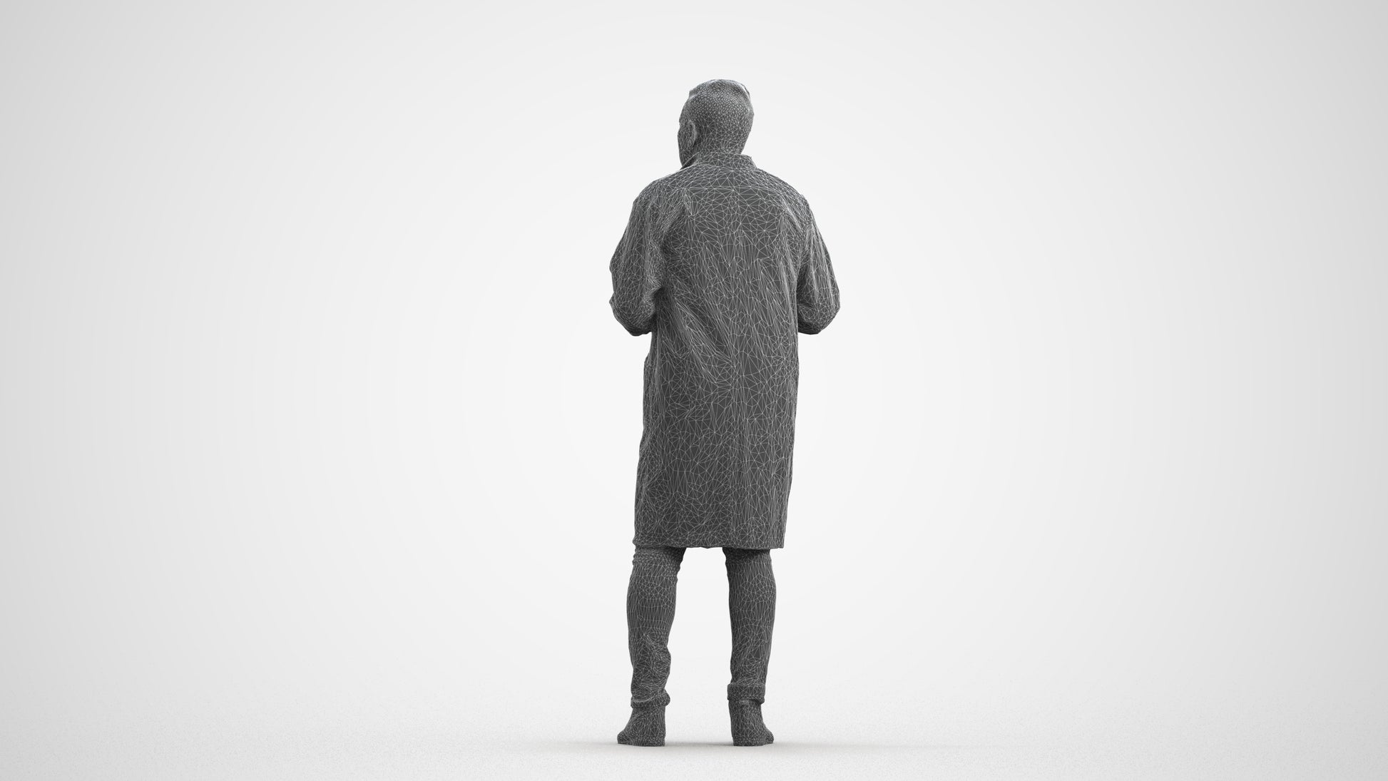 realistic 3D people man medical, render-ready for V-Ray and Corona, FBX OBJ, wireframe front view
