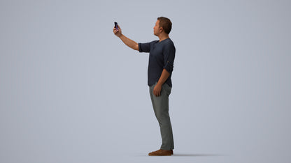 scanned 3D man casual standing, photogrammetry people for Enscape and V-Ray, three-quarter view render