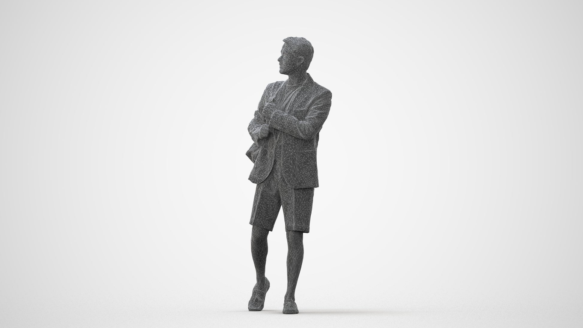 scanned 3D man business walking, photogrammetry people for Enscape and V-Ray, square thumbnail