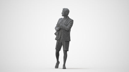 scanned 3D man business walking, photogrammetry people for Enscape and V-Ray, square thumbnail