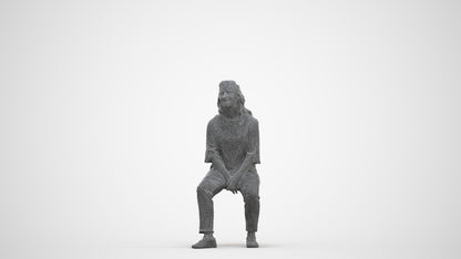 3D people model woman casual sitting, scanned human for 3ds Max rendering, three-quarter front view render