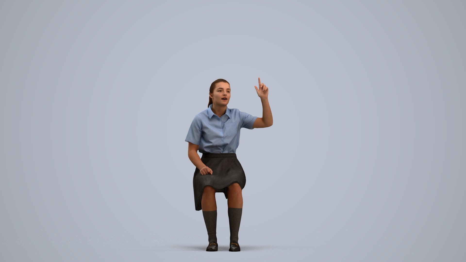3D human model girl kids, photogrammetry scanned person for archviz, standing pose render
