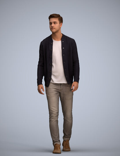 realistic 3D human man casual walking, archviz people FBX OBJ for Blender
