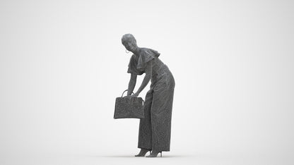3D scanned woman standing business, photorealistic archviz people for Enscape and SketchUp, three-quarter front view render