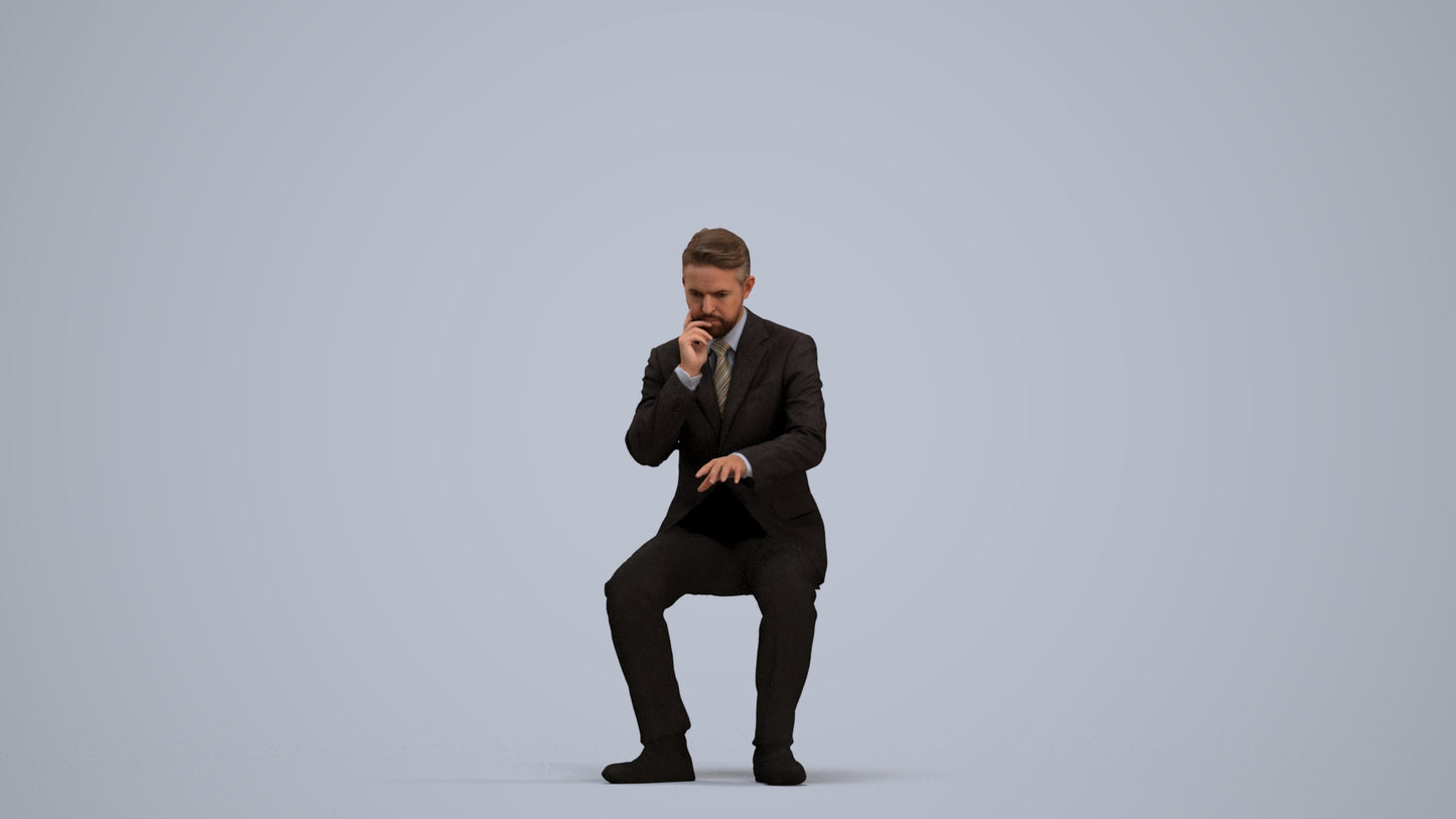 3D people model man business, scanned human for 3ds Max rendering, standing pose render