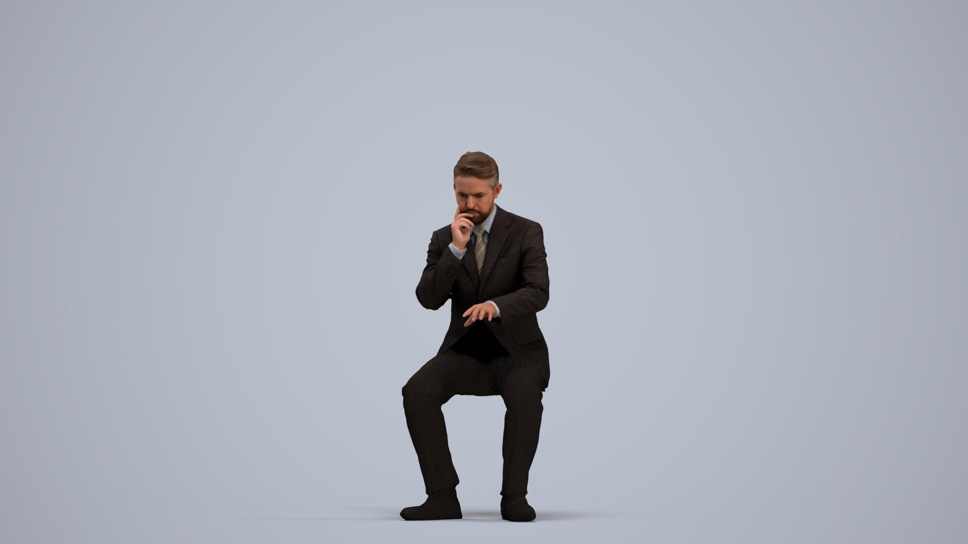 3D people model man business, scanned human for 3ds Max rendering, standing pose render