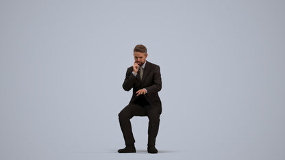 3D people model man business, scanned human for 3ds Max rendering, standing pose render