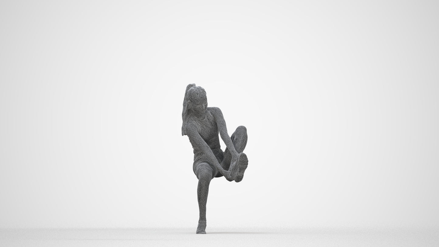 realistic 3D human woman sport, archviz people FBX OBJ for Blender, wireframe back view