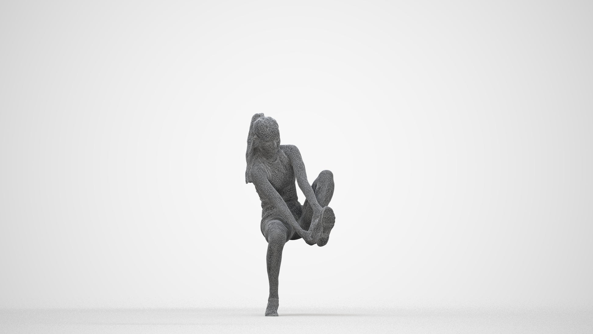 realistic 3D human woman sport, archviz people FBX OBJ for Blender, wireframe back view