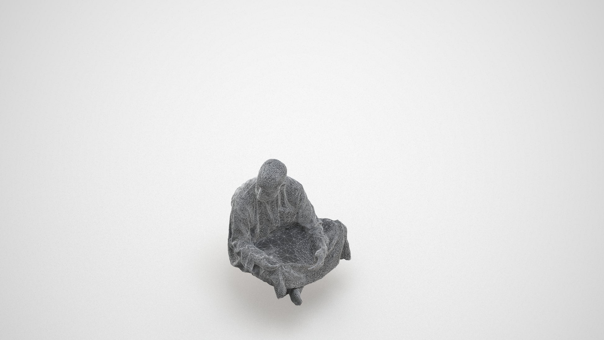realistic 3D man casual sitting, scanned archviz people for Blender and 3ds Max, wireframe three-quarter view