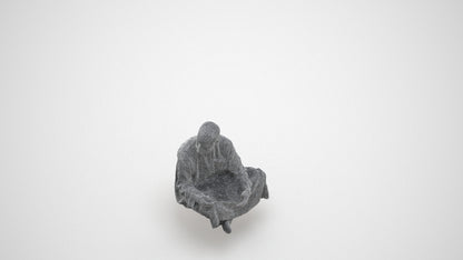 realistic 3D man casual sitting, scanned archviz people for Blender and 3ds Max, wireframe three-quarter view