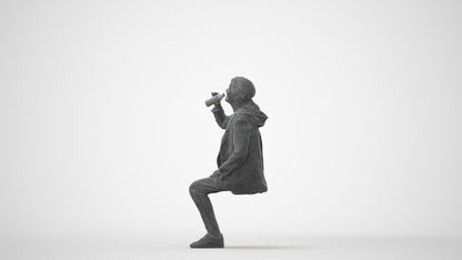 photogrammetry 3D senior girl casual sitting, realistic human model archviz FBX, square thumbnail