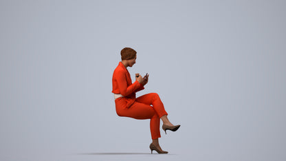 realistic 3D human woman business, archviz people FBX OBJ for Blender, side view render