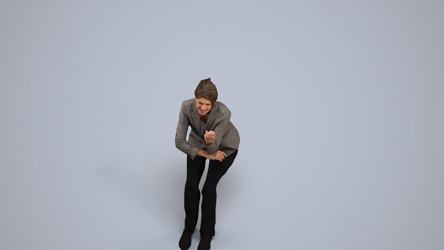 3D scanned woman business, photorealistic archviz people for Enscape and SketchUp, back view render