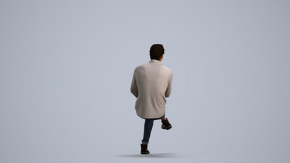 realistic 3D human man casual sitting, archviz people FBX OBJ for Blender, front view render