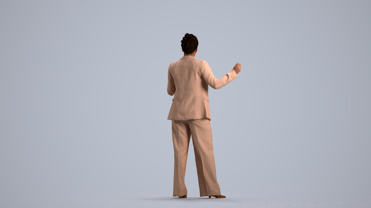 realistic 3D human woman business, archviz people FBX OBJ for Blender, front view render