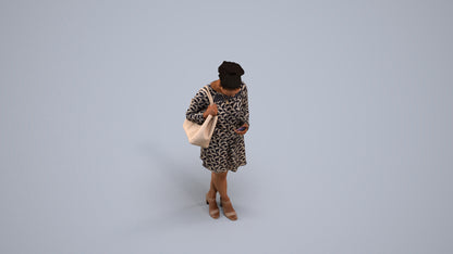 scanned 3D woman casual standing, photogrammetry people for Enscape and V-Ray, back view render