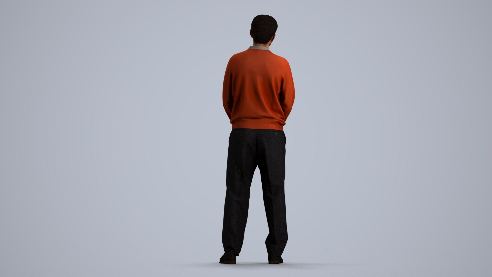 3D people model man casual standing, scanned human for 3ds Max rendering, front view render