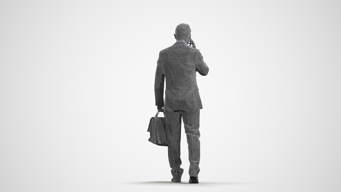 realistic 3D human man business, archviz people FBX OBJ for Blender, wireframe front view
