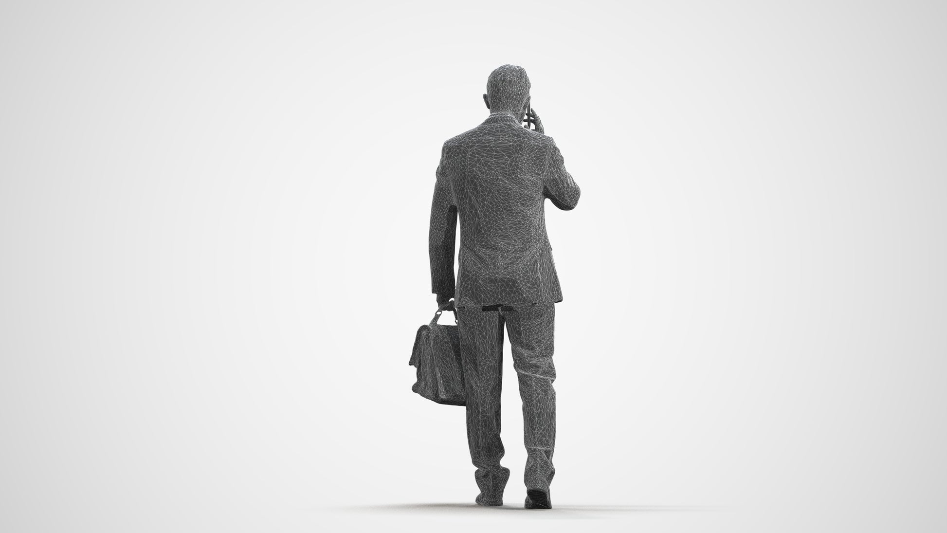 realistic 3D human man business, archviz people FBX OBJ for Blender, wireframe front view